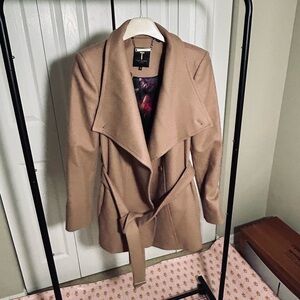 Ted Baker Camel Belted Wool-Blend Blazer Coat